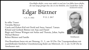 Anzeige von Edgar Büttner von MGO