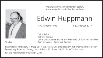 Anzeige von Edwin Huppmann von MGO