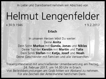 Anzeige von Helmut Lengenfelder von MGO