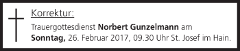 Anzeige von Norbert Gunzelmann von MGO