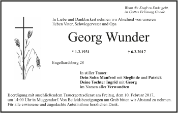 Anzeige von Georg Wunder von MGO