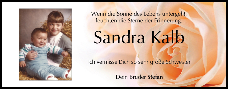  Traueranzeige für Sandra Kalb vom 25.02.2017 aus MGO