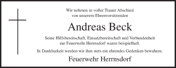 Anzeige von Andreas Beck von MGO