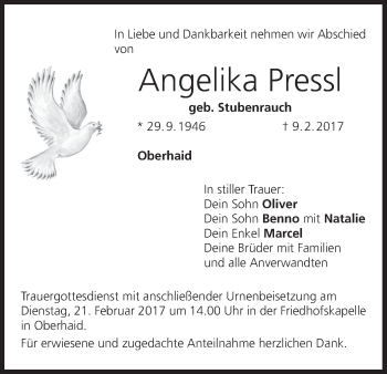 Anzeige von Angelika Pressl von MGO