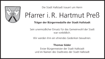 Anzeige von Hartmut Preß von MGO