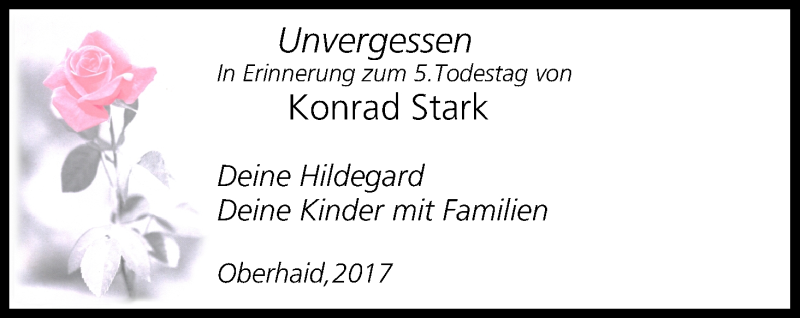  Traueranzeige für Konrad Stark vom 13.02.2017 aus MGO