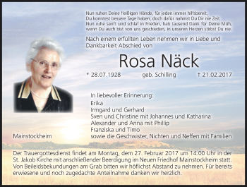 Anzeige von Rosa Näck von MGO