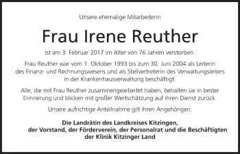 Anzeige von Irene Reuther von MGO