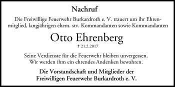 Anzeige von Otto Ehrenberg von MGO