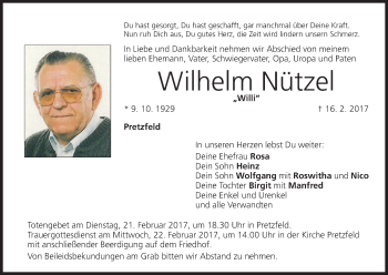 Anzeige von Wilhelm Nützel von MGO