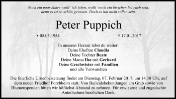 Anzeige von Peter Puppich von MGO