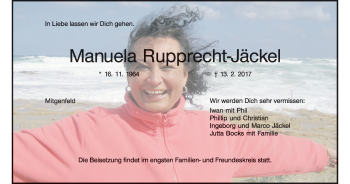 Anzeige von Manuela Rupprecht-Jäckel von MGO