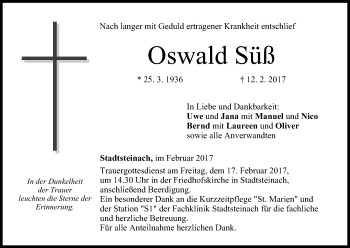 Anzeige von Oswald Süß von MGO