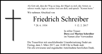 Anzeige von Friedrich Schreiber von MGO