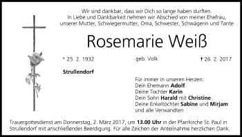 Anzeige von Rosemarie Weiß von MGO