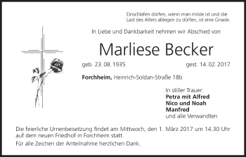 Anzeige von Marliese Becker von MGO