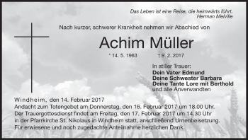 Anzeige von Achim Müller von MGO