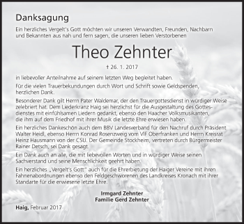 Anzeige von Theo Zehnter von MGO