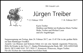 Anzeige von Jürgen Treiber von MGO