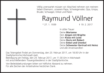 Anzeige von Raymund Völlner von MGO