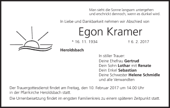 Anzeige von Egon Kramer von MGO
