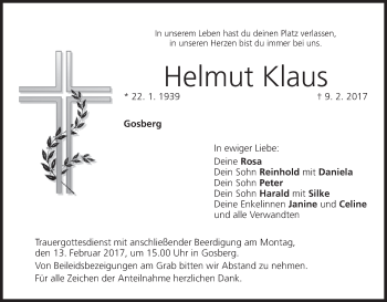 Anzeige von Helmut Klaus von MGO