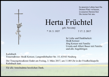 Anzeige von Herta Früchtel von MGO