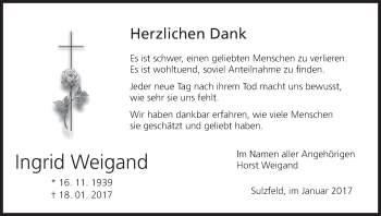 Anzeige von Ingrid Weigand von MGO