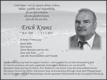 Anzeige von Erich Kranz von MGO