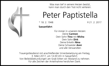 Anzeige von Peter Paptistella von MGO