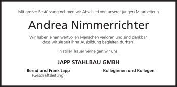 Anzeige von Andrea Nimmerrichter von MGO