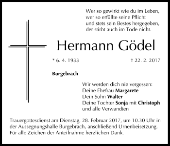 Anzeige von Hermann Gödel von MGO