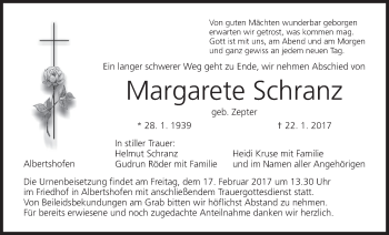 Anzeige von Margarete Schranz von MGO
