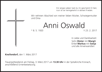 Anzeige von Anni Oswald von MGO