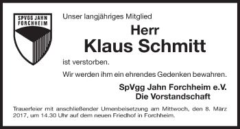 Anzeige von Klaus Schmitt von MGO