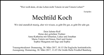 Anzeige von Mechtild Koch von MGO