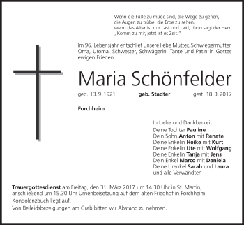 Anzeige von Maria Schönfelder von MGO