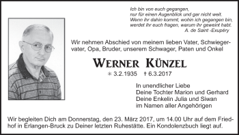 Anzeige von Werner Künzel von MGO