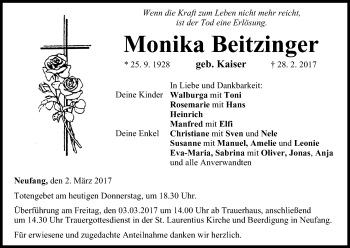 Anzeige von Monika Beitzinger von MGO