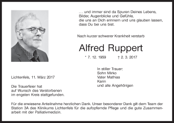 Anzeige von Alfred Ruppert von MGO