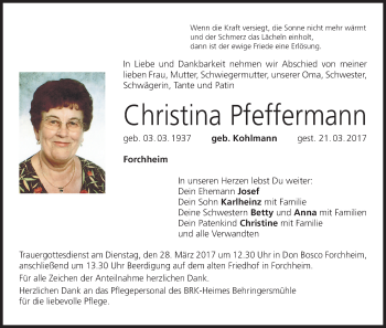 Anzeige von Christina Pfeffermann von MGO