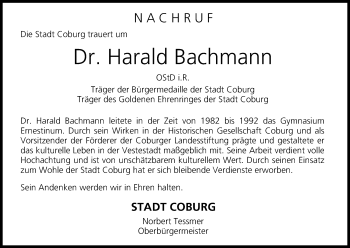 Anzeige von Harald Bachmann von MGO