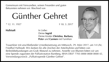 Anzeige von Günther Gehret von MGO