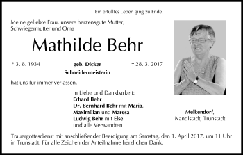 Anzeige von Mathilde Behr von MGO