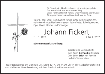 Anzeige von Johann Fickert von MGO