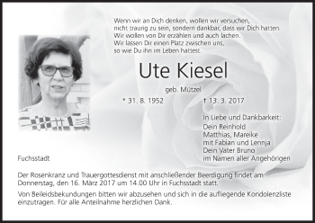 Anzeige von Ute Kiesel von MGO