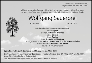 Anzeige von Wolfgang Sauerbrei von MGO