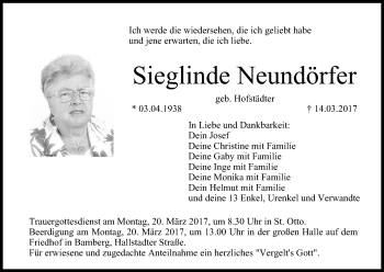 Anzeige von Sieglinde Neundörfer von MGO