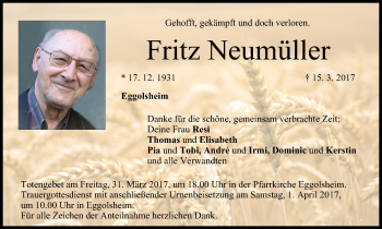 Anzeige von Fritz Neumüller von MGO