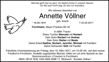 Anzeige von Annette Völlner von MGO